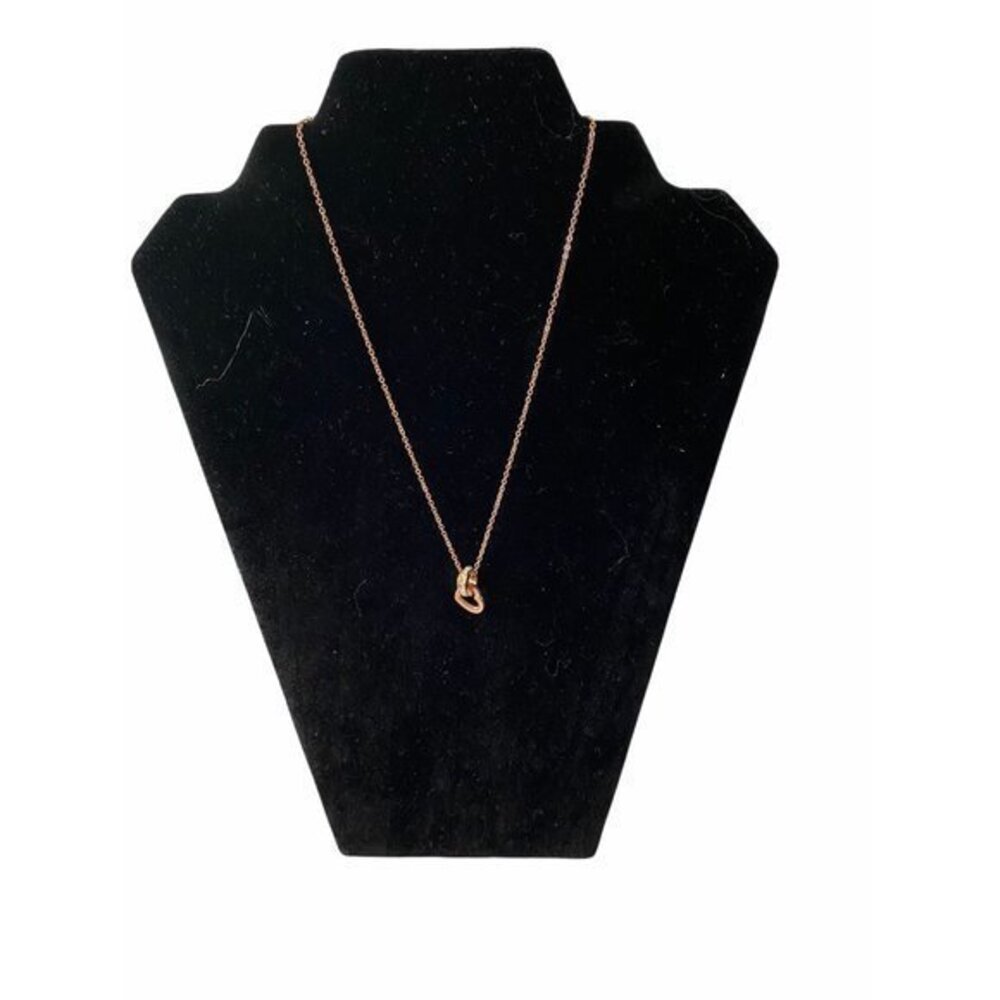 Heart and Crystal Rose Gold Chain Necklace‎